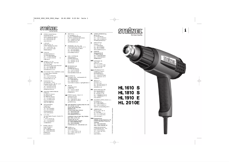 Page n°1 - Manuel utilisateur Steinel HL 1610 S