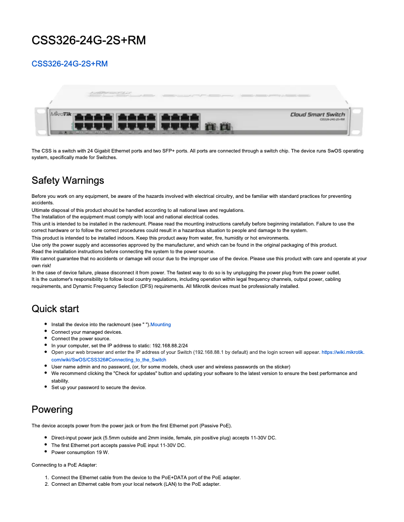 Página 1 del manual Manual de usuario Mikrotik CSS326-24G-2S+RM