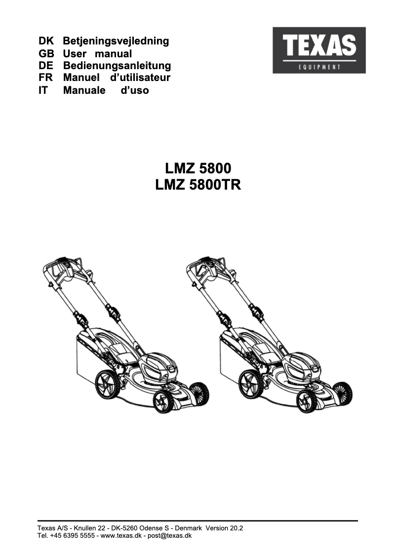 Page 1 de la notice Manuel utilisateur Texas LMZ 5800TR