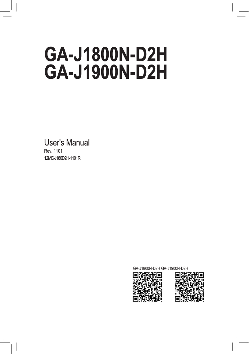 Image de la première page du manuel de l'appareil GA-J1800N-D2H