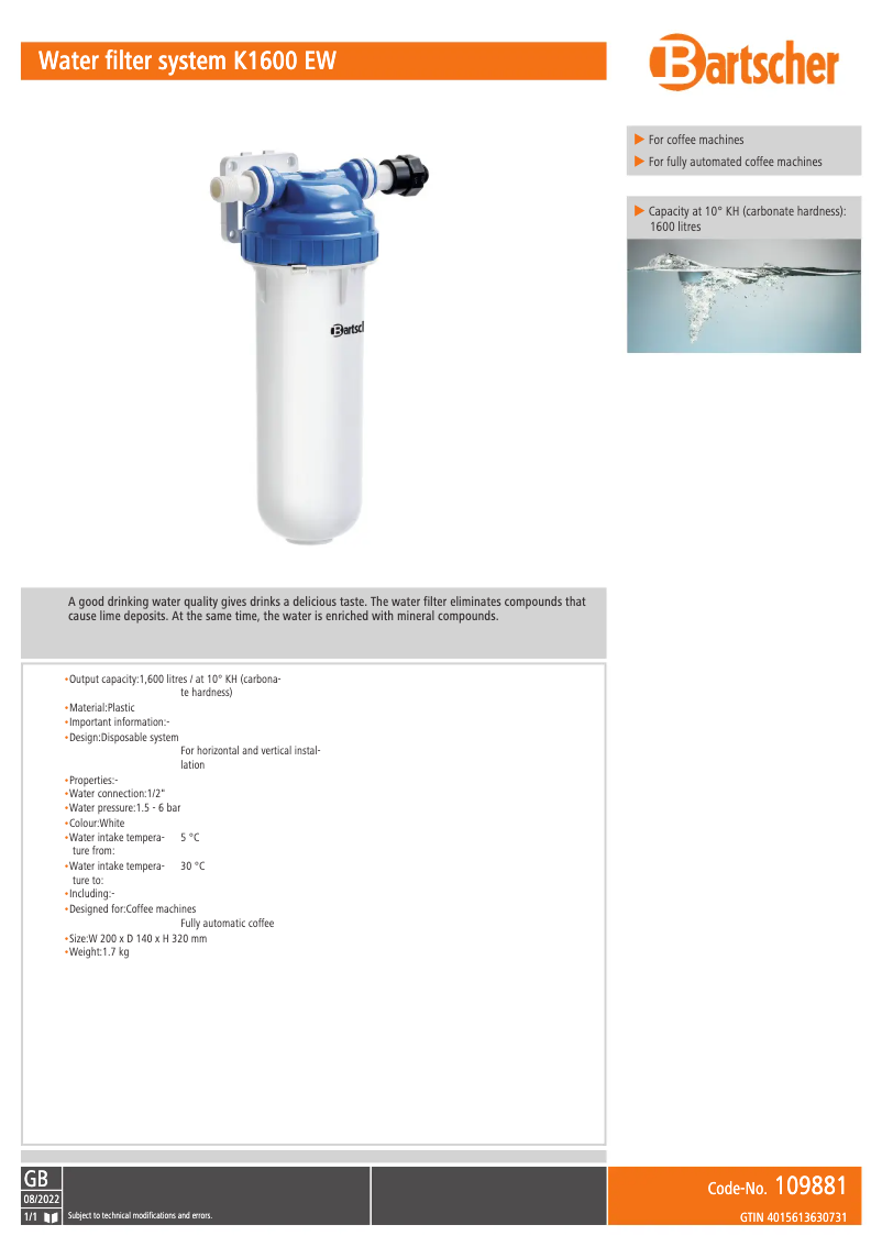 Image de la première page du manuel de l'appareil K1600 EW