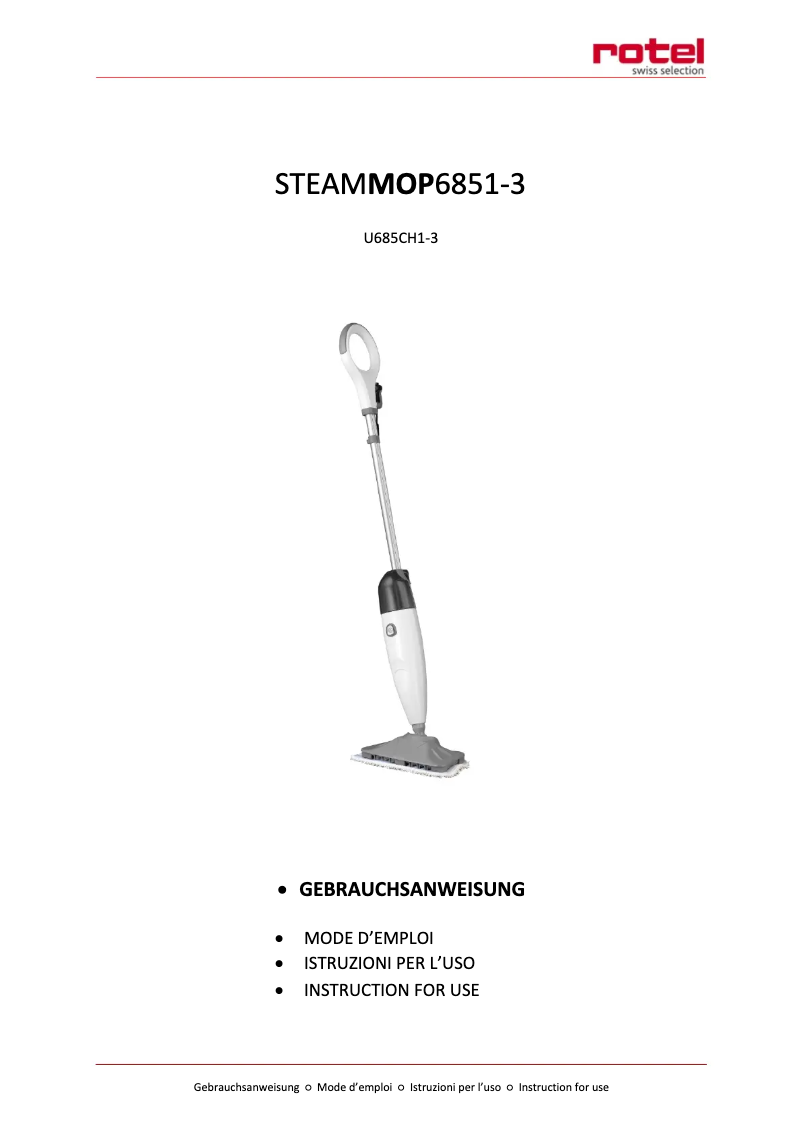 Page n°1 - Manuel utilisateur Rotel SteamMop 6853