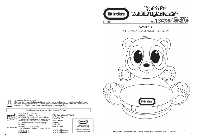 Page 1 de la notice Manuel utilisateur Little Tikes Wobblin' Lights Panda