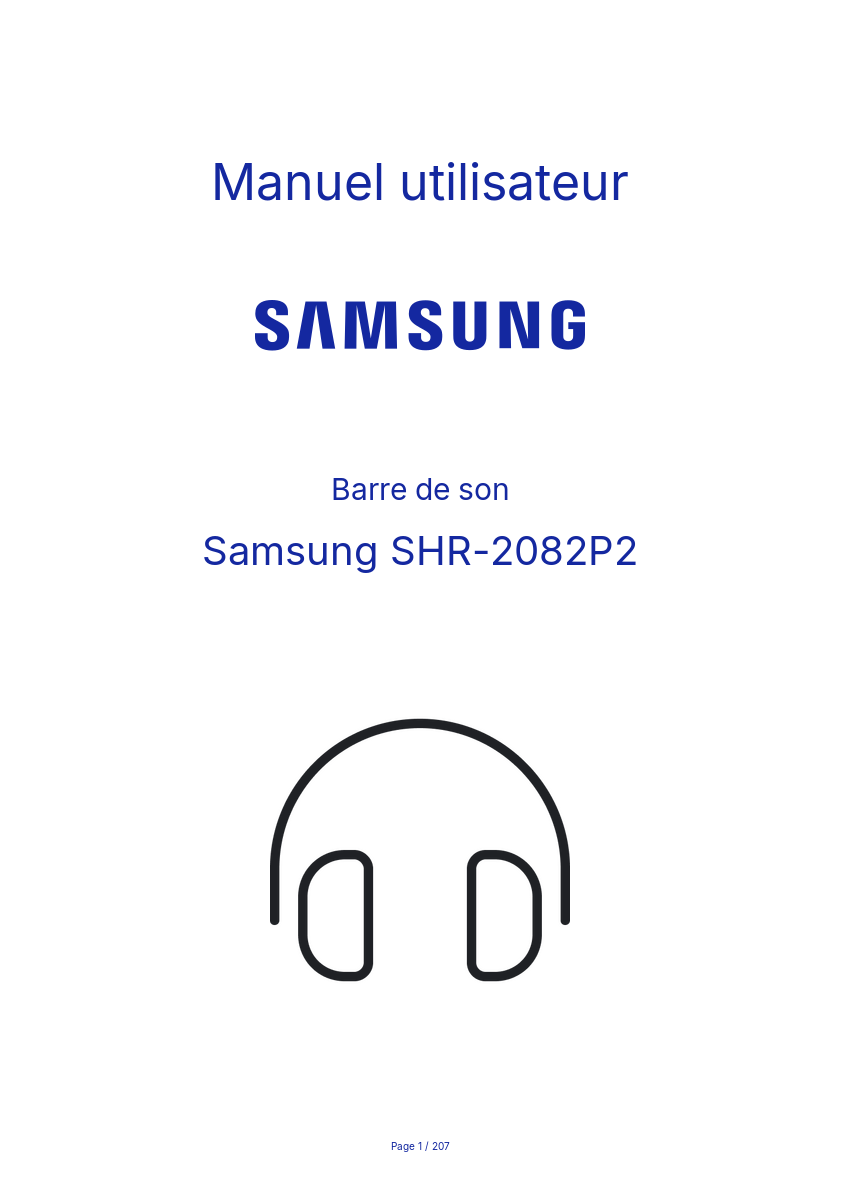 Page 1 de la notice Manuel utilisateur Samsung SHR-2082P2