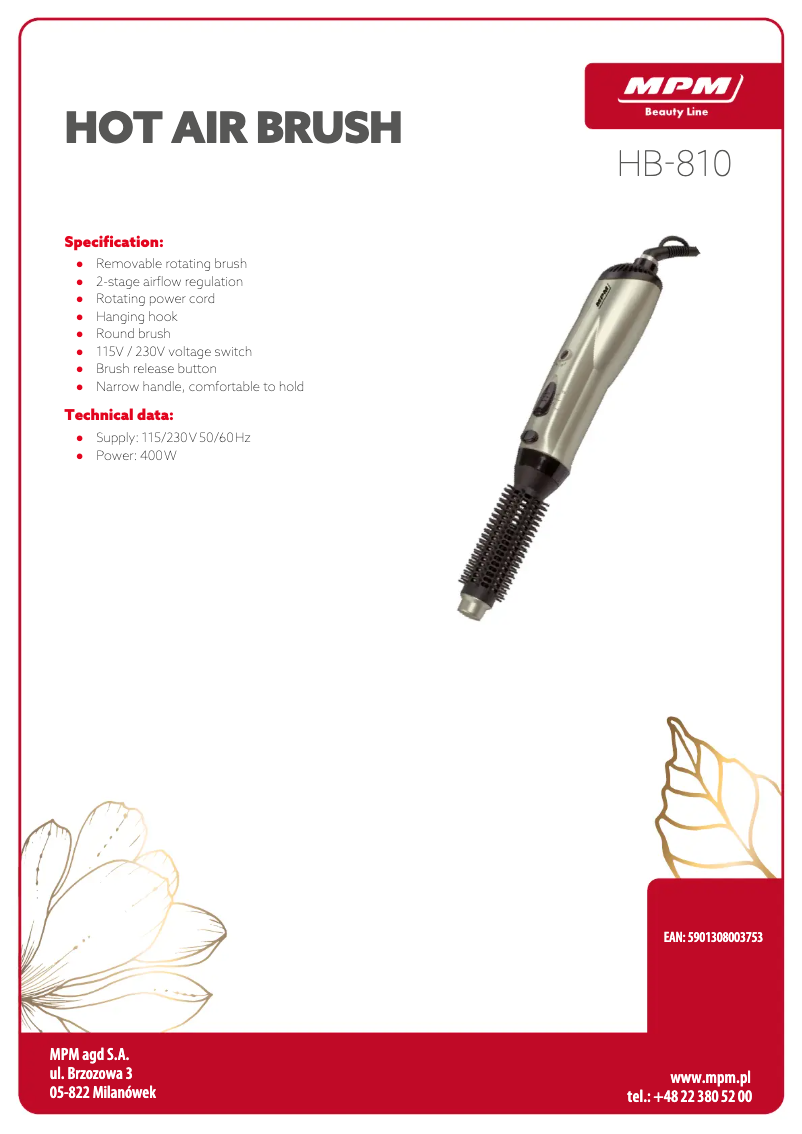 Page 1 de la notice Manuel utilisateur MPM HB-810