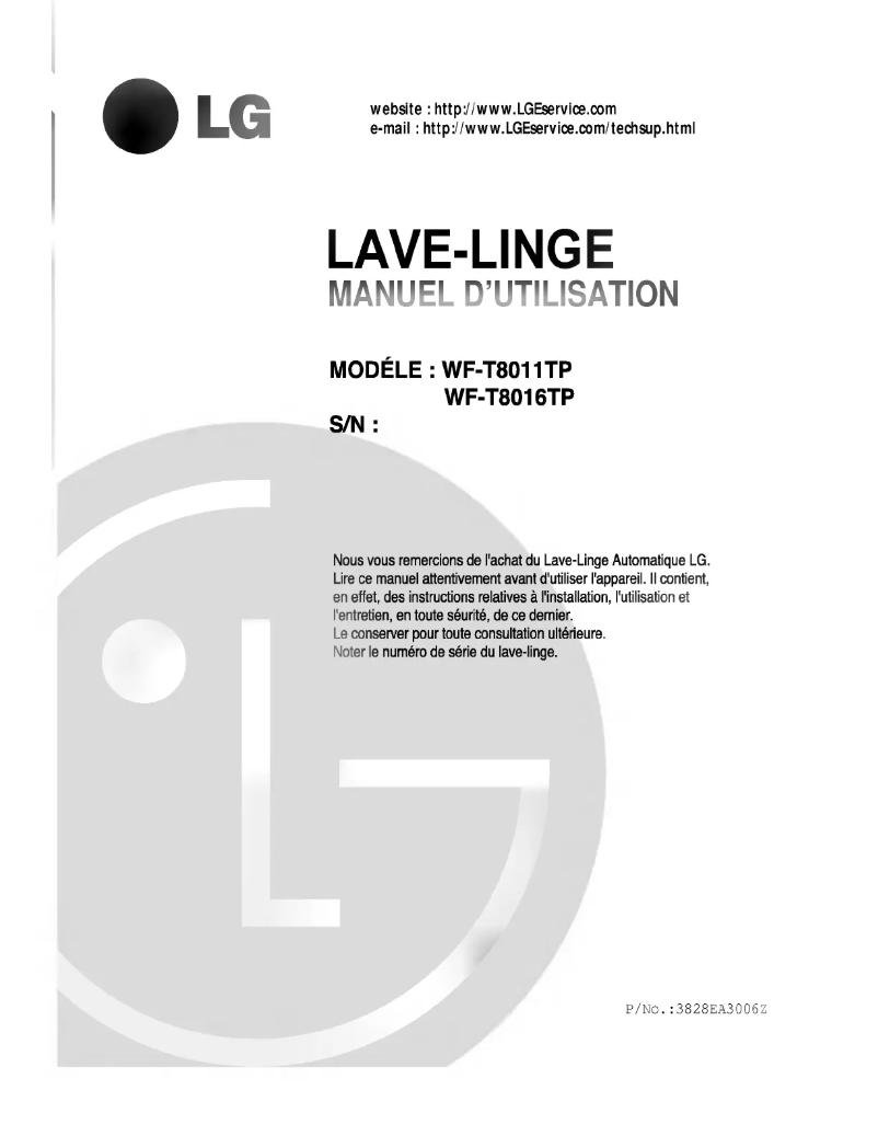 Image de la première page du manuel de l'appareil WF-T8016TP