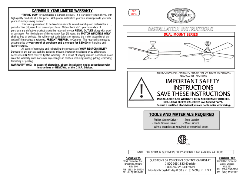 Image de la première page du manuel de l'appareil Calibre CF48CA33BK