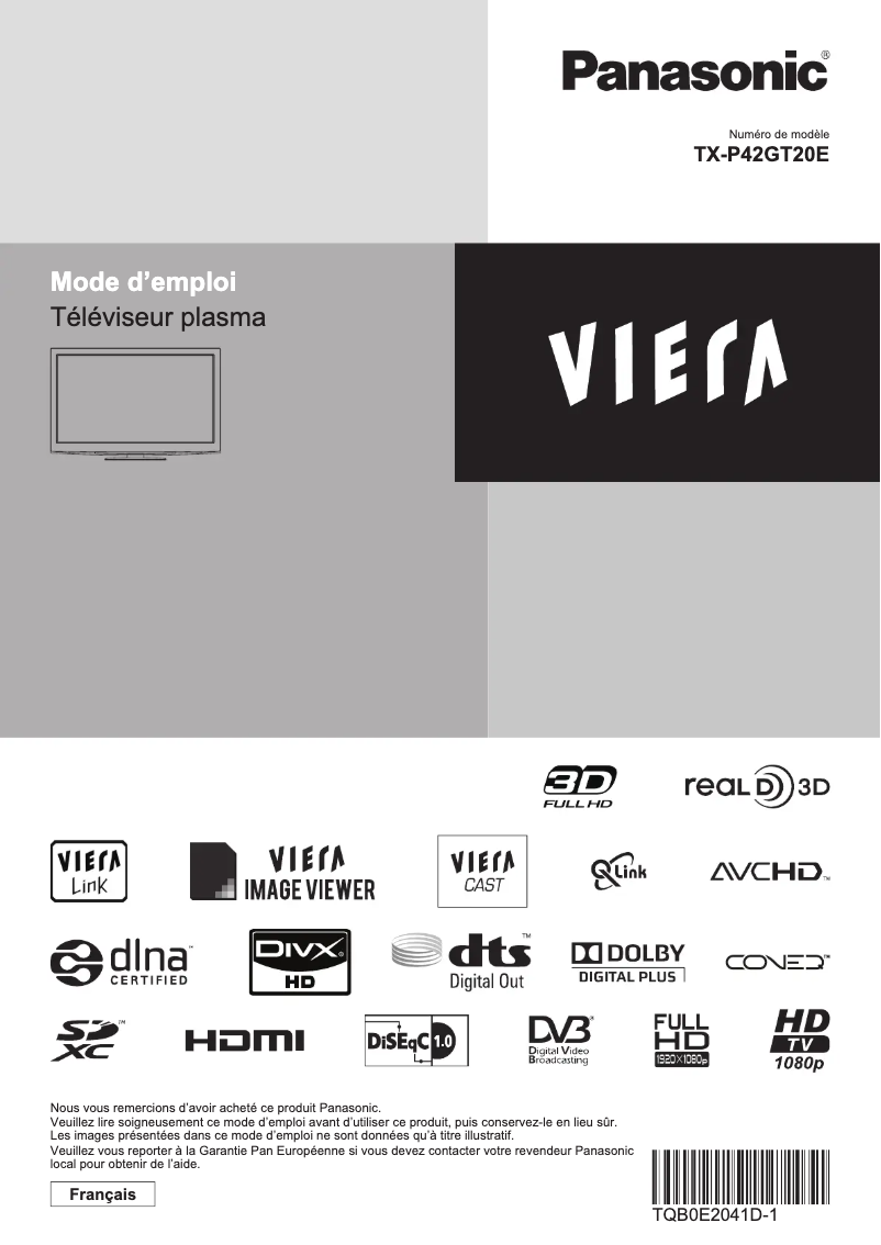 Image de la première page du manuel de l'appareil TX-P42GT20E