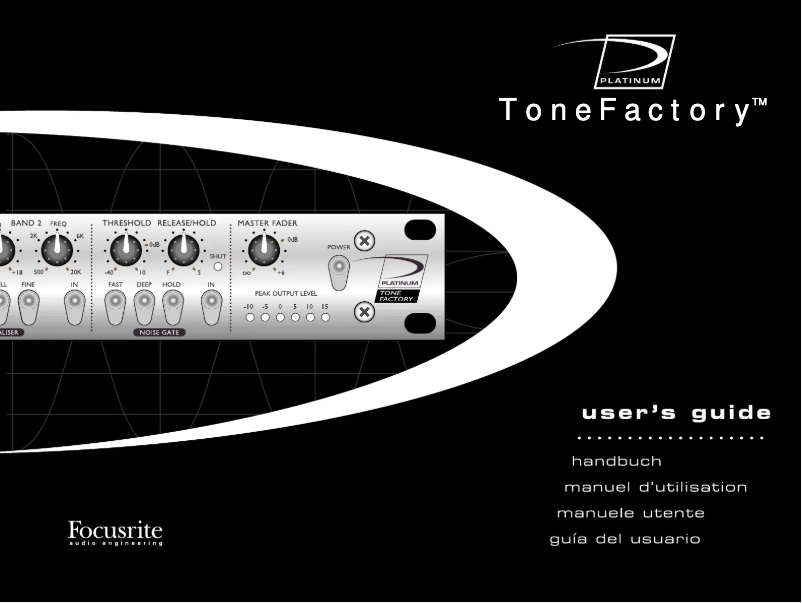Page 1 de la notice Manuel utilisateur Focusrite Platinum Tone Factory