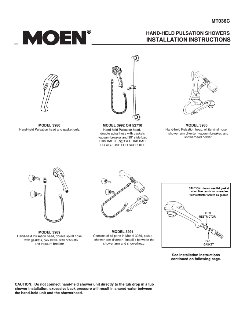 Page n°1 - Manuel utilisateur Moen 52710