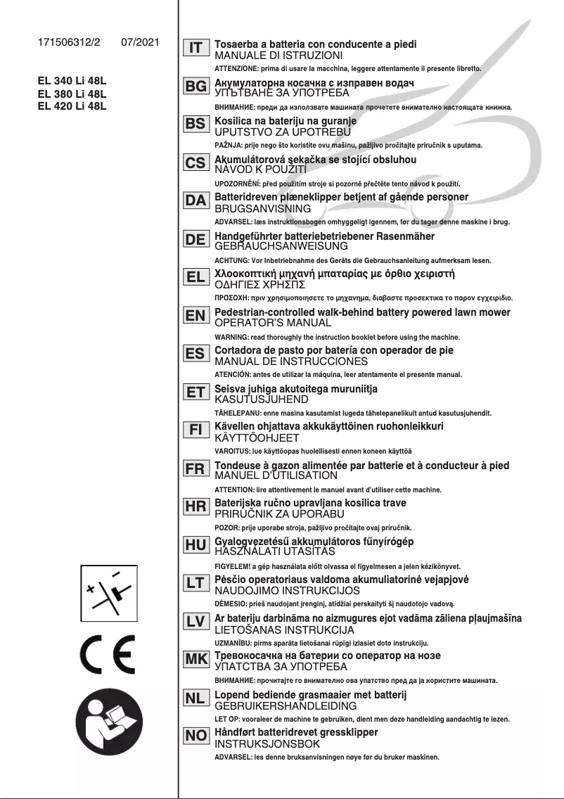 Page 1 de la notice Manuel utilisateur Stiga SLM 544 AE