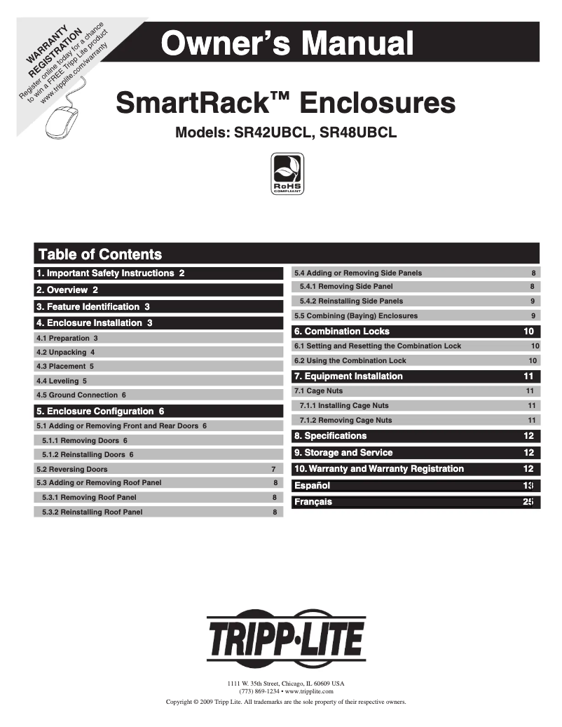 Página 1 del manual Manual de usuario Tripp Lite SmartRack SR42UBCL