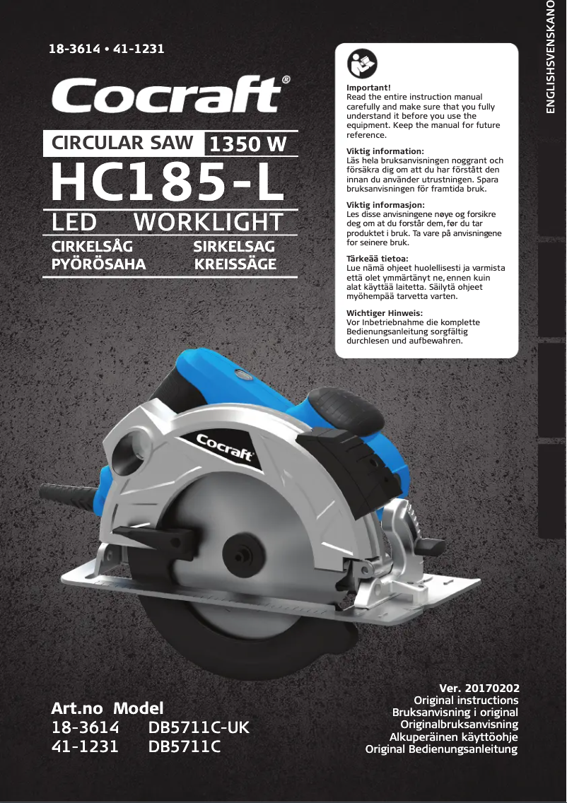 Page 1 de la notice Manuel utilisateur Cocraft HC185-L