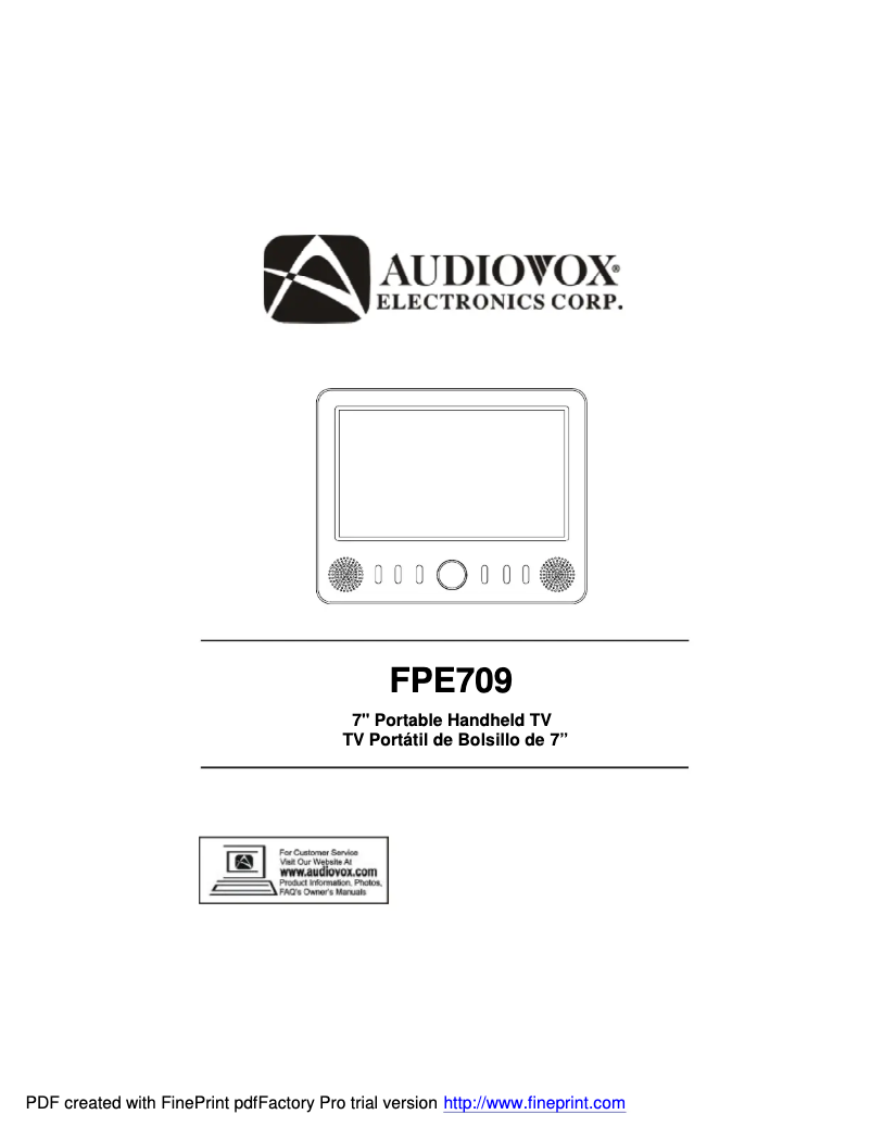 Page n°1 - Manuel utilisateur VOXX FPE709