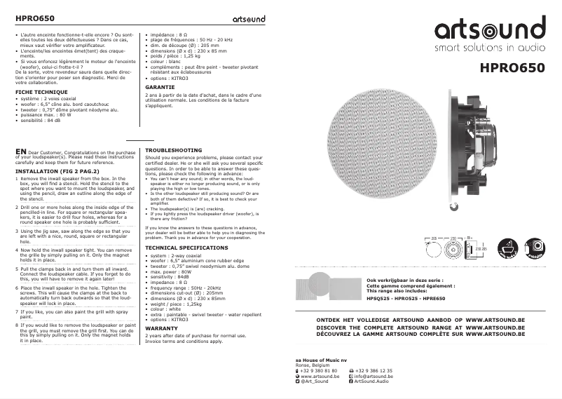 Image de la première page du manuel de l'appareil HPRO650