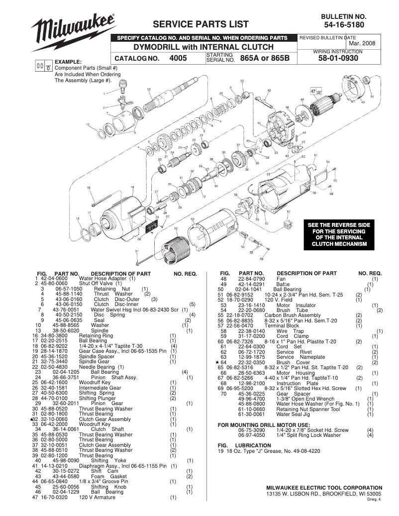Page 1 de la notice Manuel utilisateur Milwaukee 4005