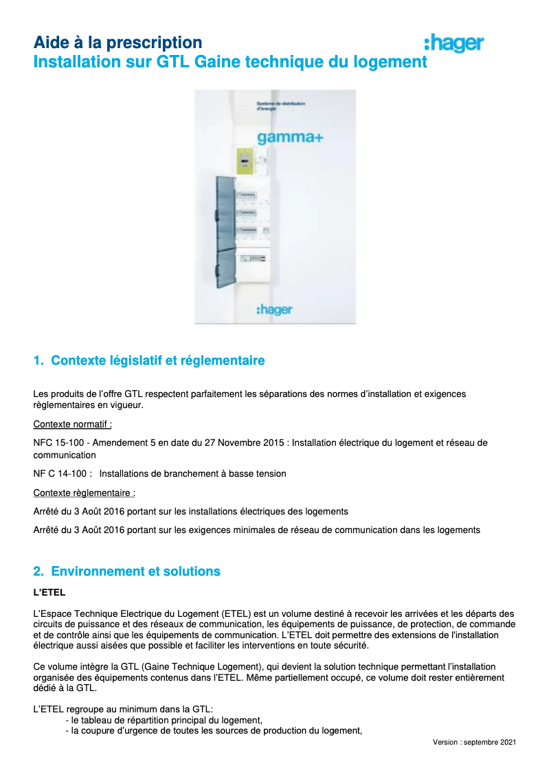 Page 1 de la notice Brochure Hager EPN050