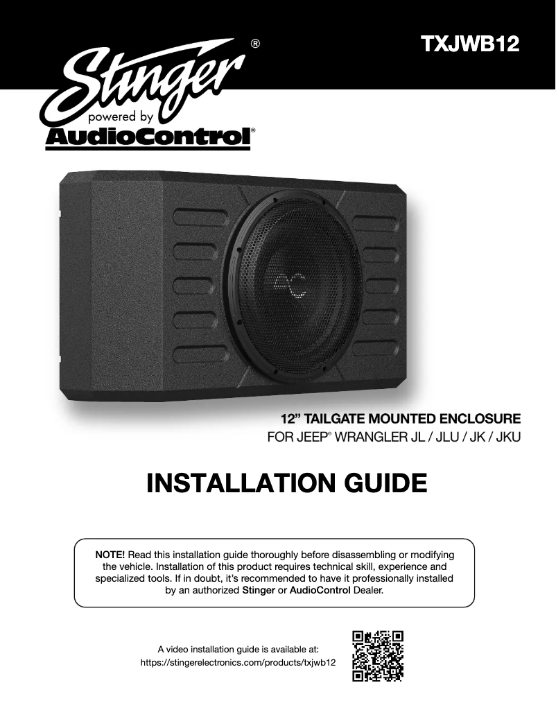 Page n°1 - Manuel utilisateur AudioControl TXJWB12
