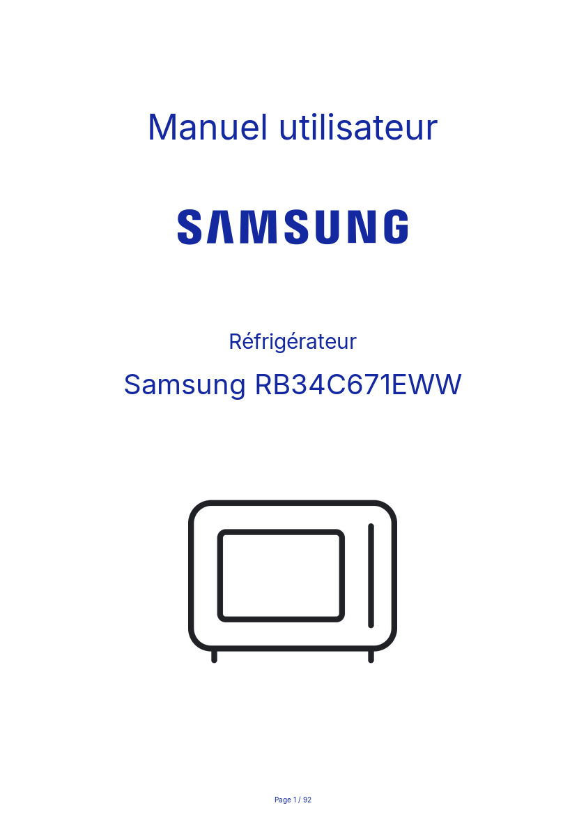 Page n°1 - Manuel utilisateur Samsung RB34C671EWW