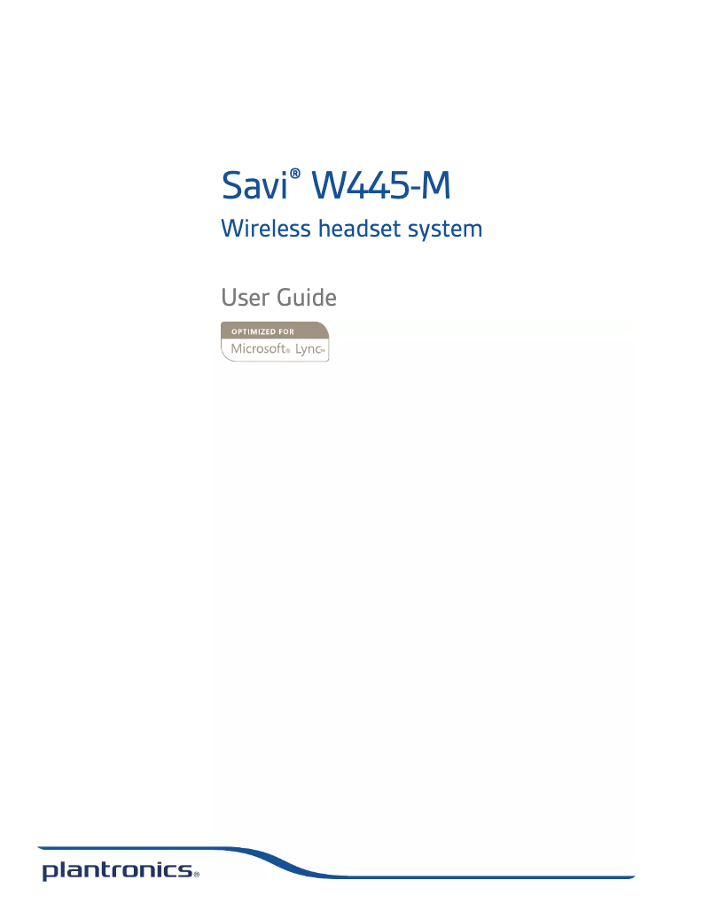 Page n°1 - Manuel utilisateur Plantronics Savi W445-M