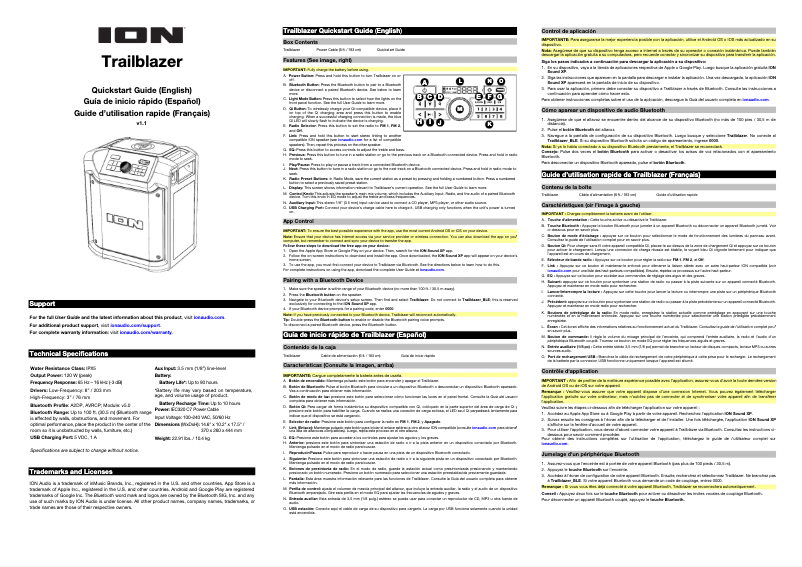 Page 1 de la notice Guide de démarrage rapide ION Trailblazer