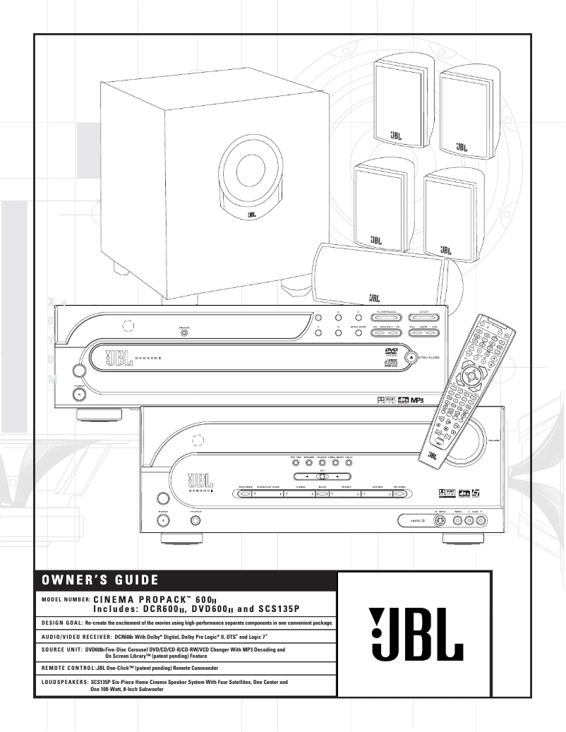 Page n°1 - Manuel utilisateur JBL DCR 600 II