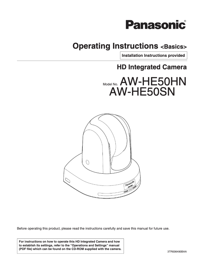 Page 1 de la notice Manuel utilisateur Panasonic AW-HE50H