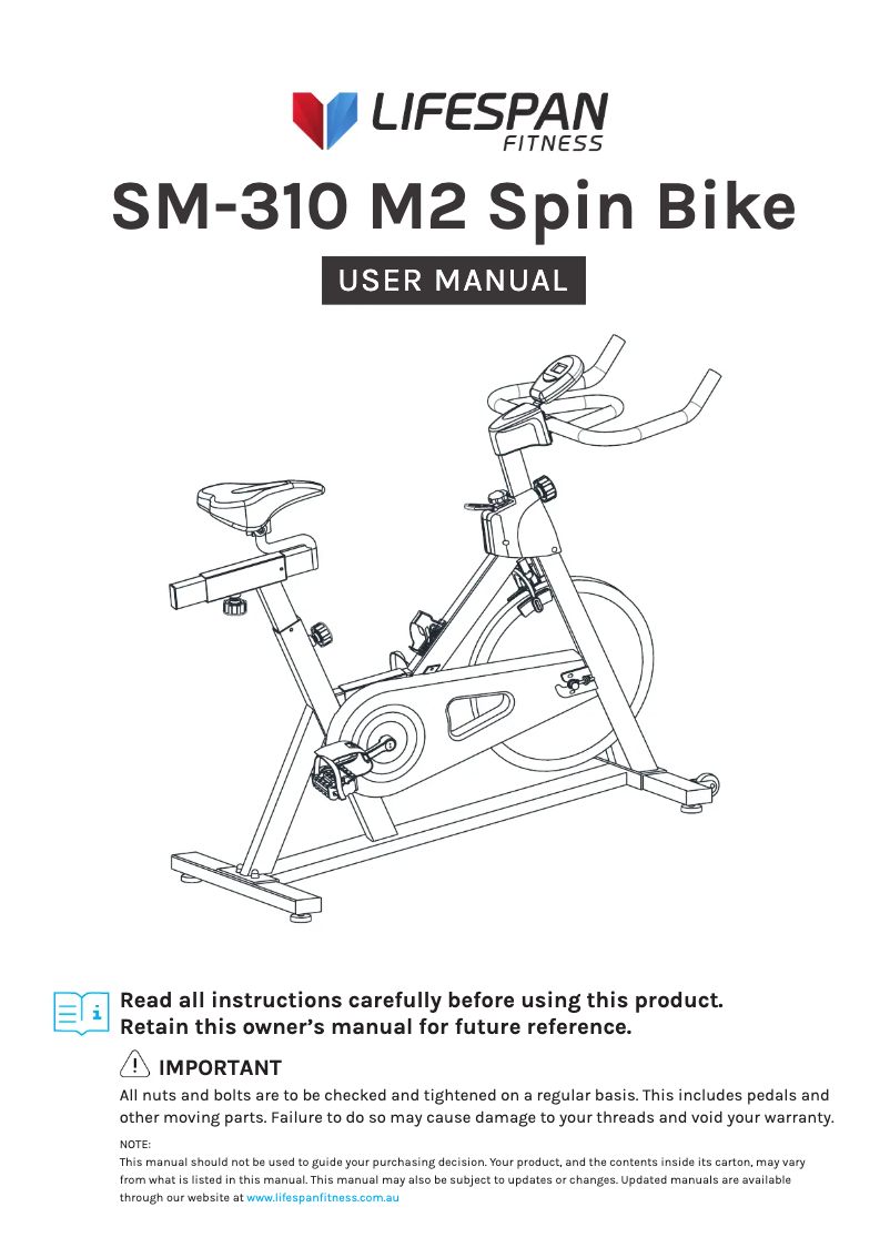 Page n°1 - Manuel utilisateur LifeSpan SP-310 M2