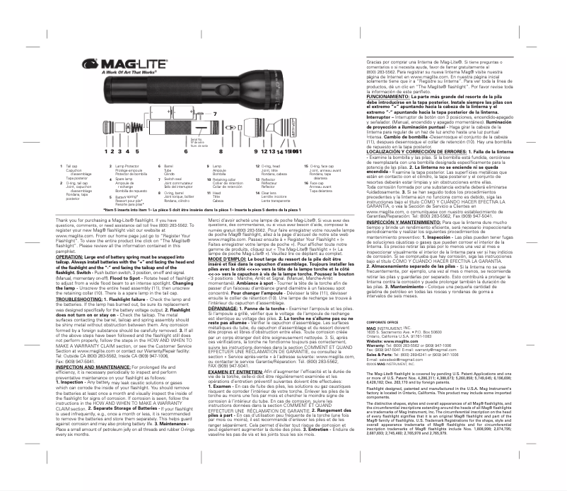 Page n°1 - Manuel utilisateur Maglite JS4DH06