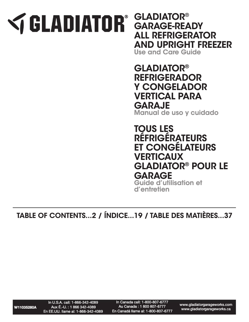 Page n°1 - Manuel utilisateur Gladiator GAFZ30FDGB
