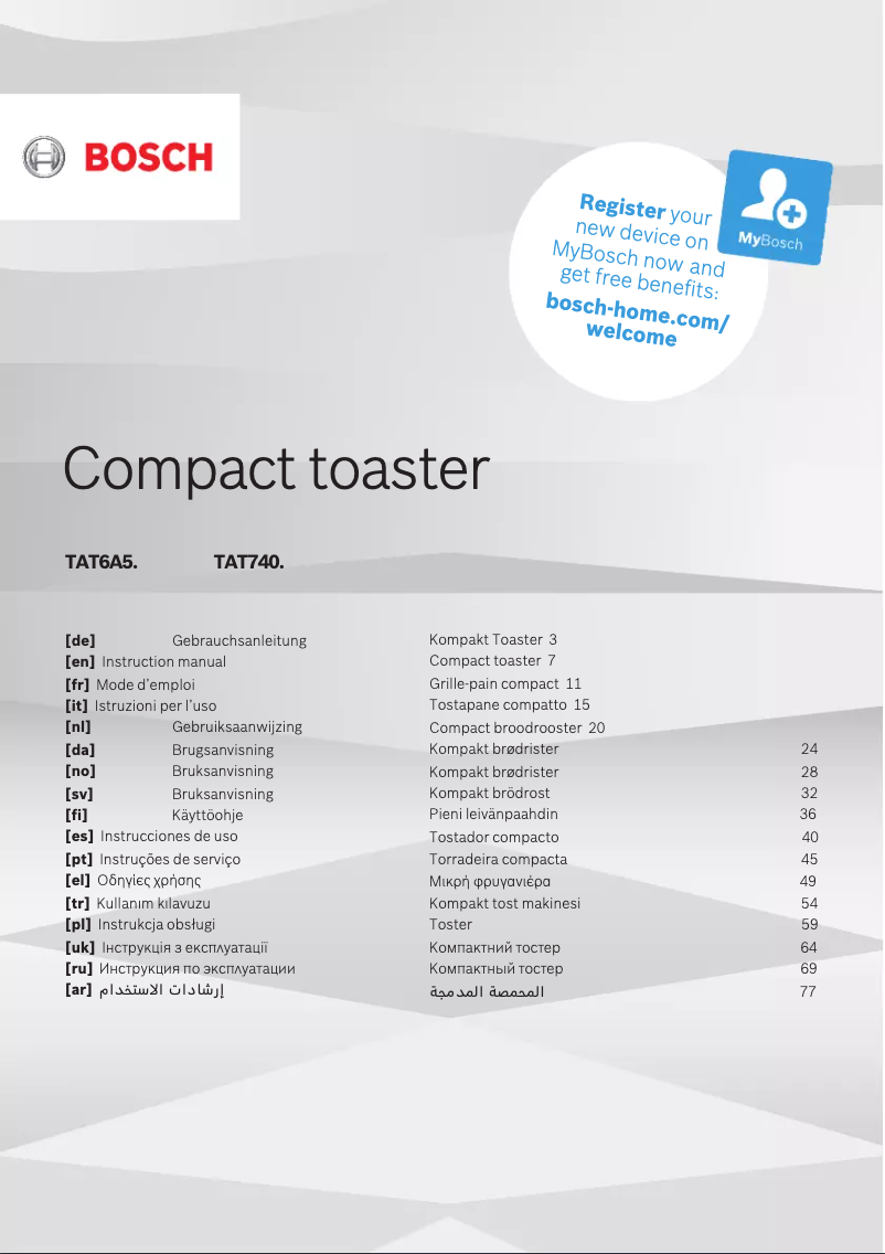 Page 1 de la notice Manuel utilisateur Bosch TAT6A513