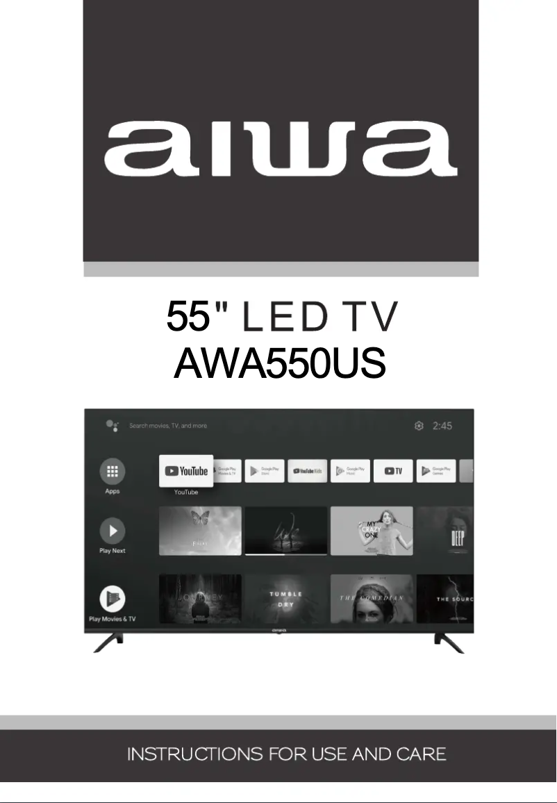 Image de la première page du manuel de l'appareil AWA550US