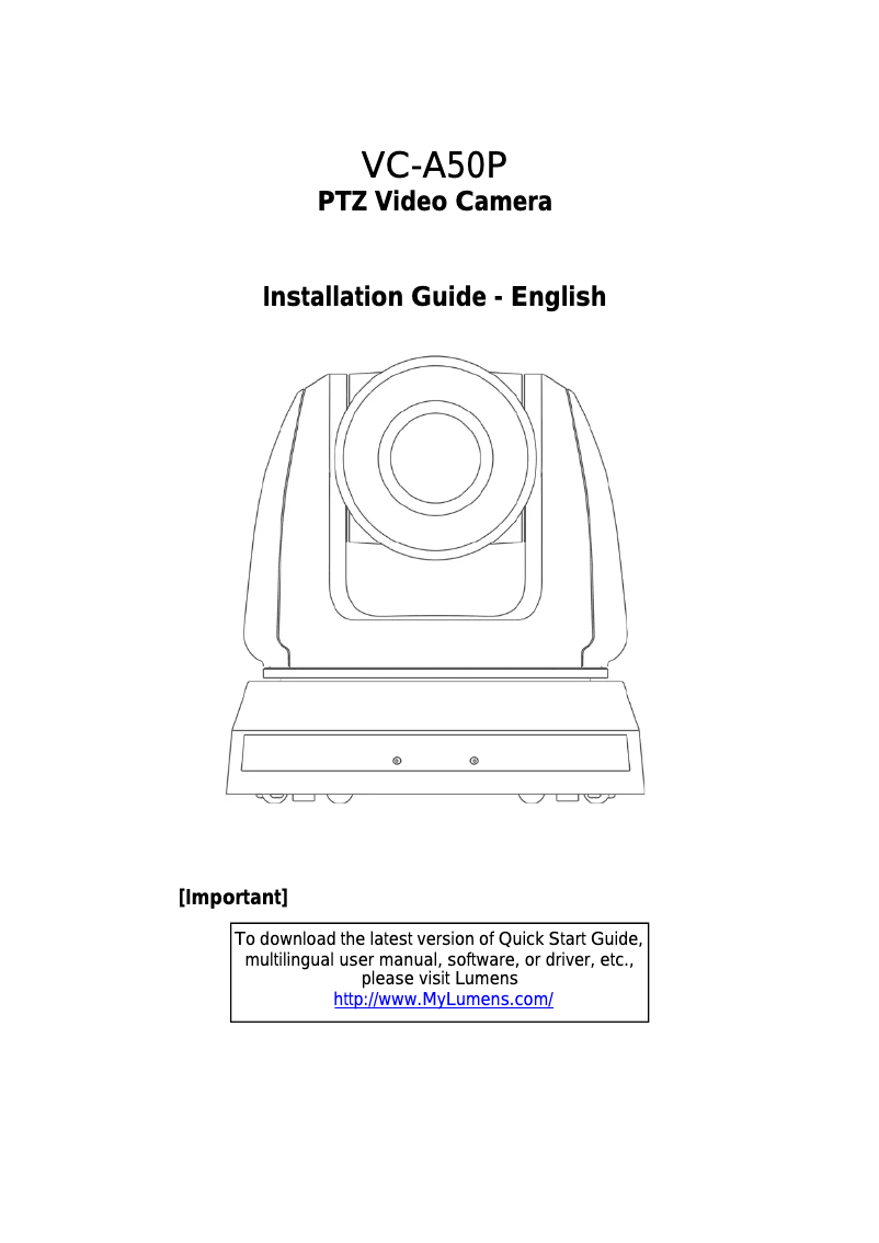 Page 1 de la notice Manuel utilisateur Lumens VC-A50P