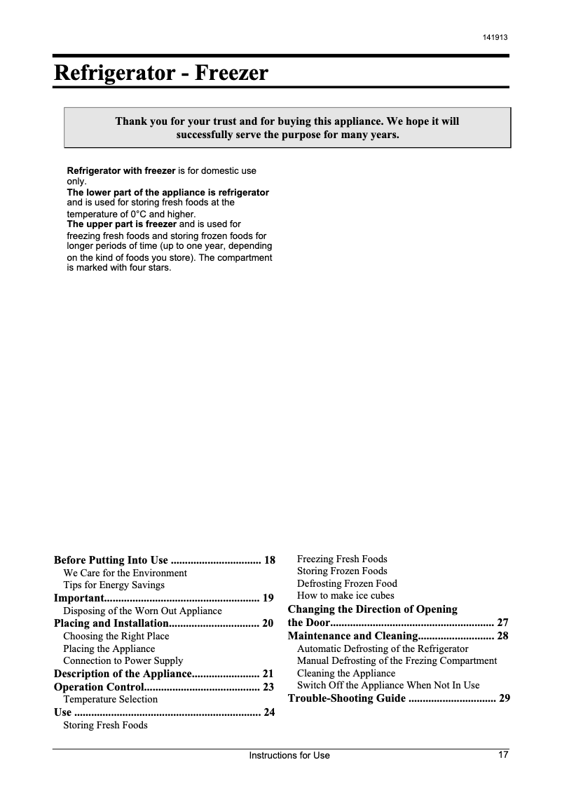 Image de la première page du manuel de l'appareil RE1247BAA
