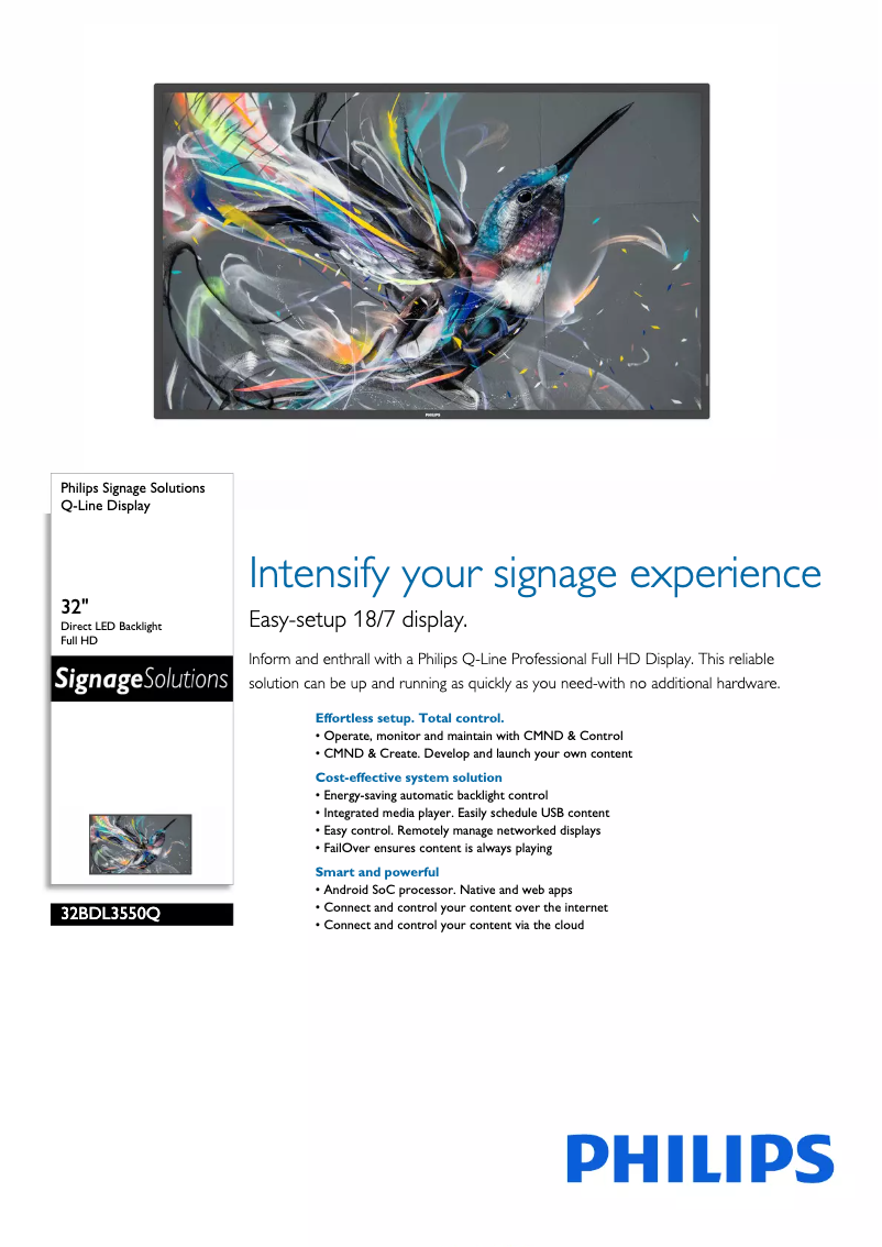 Page n°1 - Fiche technique Philips 32BDL3550Q