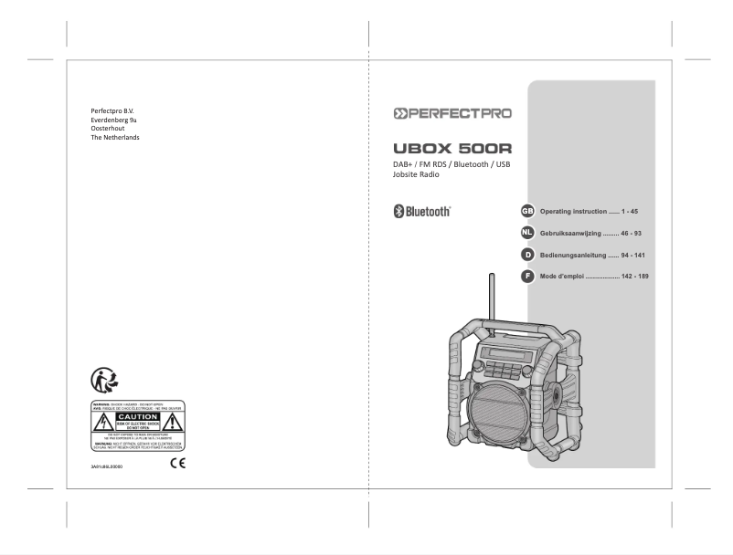 Page n°1 - Manuel utilisateur PerfectPro UBOX 500R