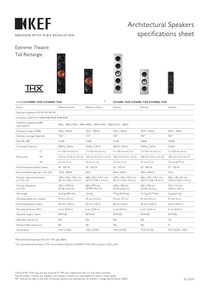 Page 1 de la notice Fiche technique KEF Ci130QRfl