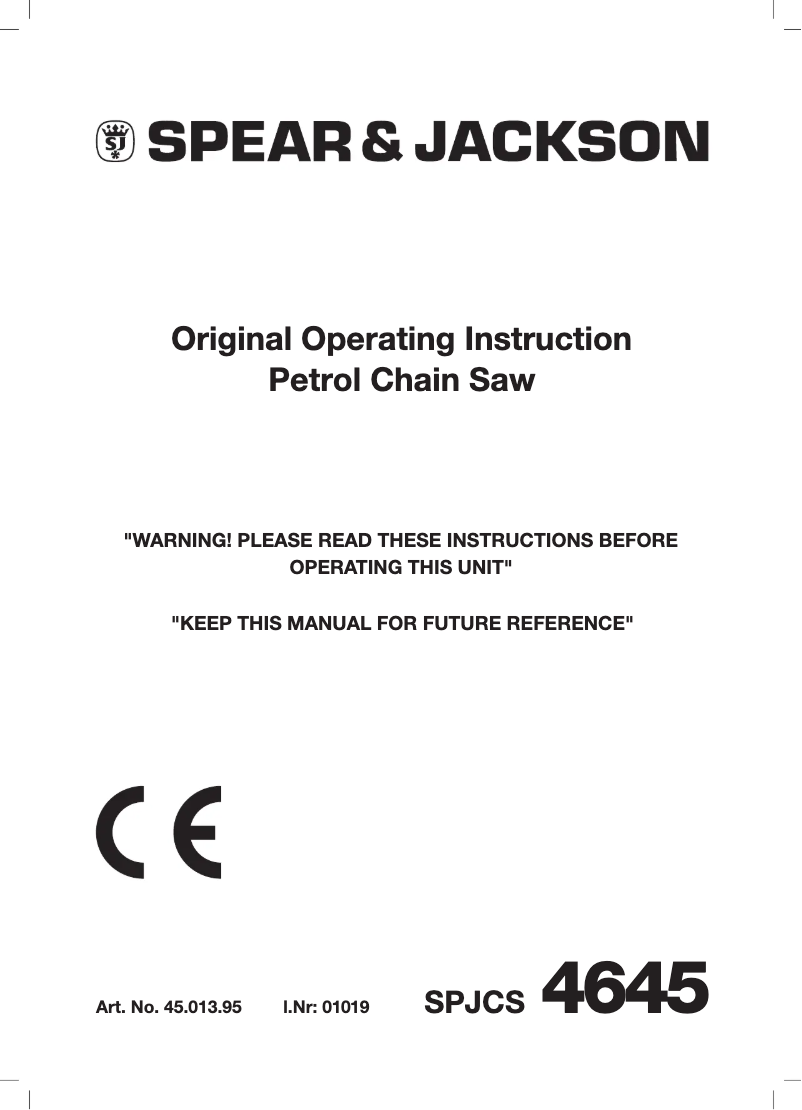 Page 1 de la notice Manuel utilisateur Spear & Jackson SPJCS 4645