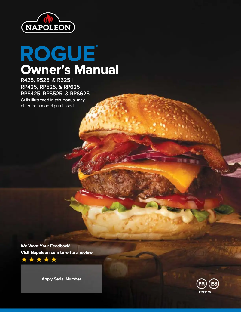 Page 1 de la notice Manuel utilisateur Napoleon Rogue XT 525 SIB