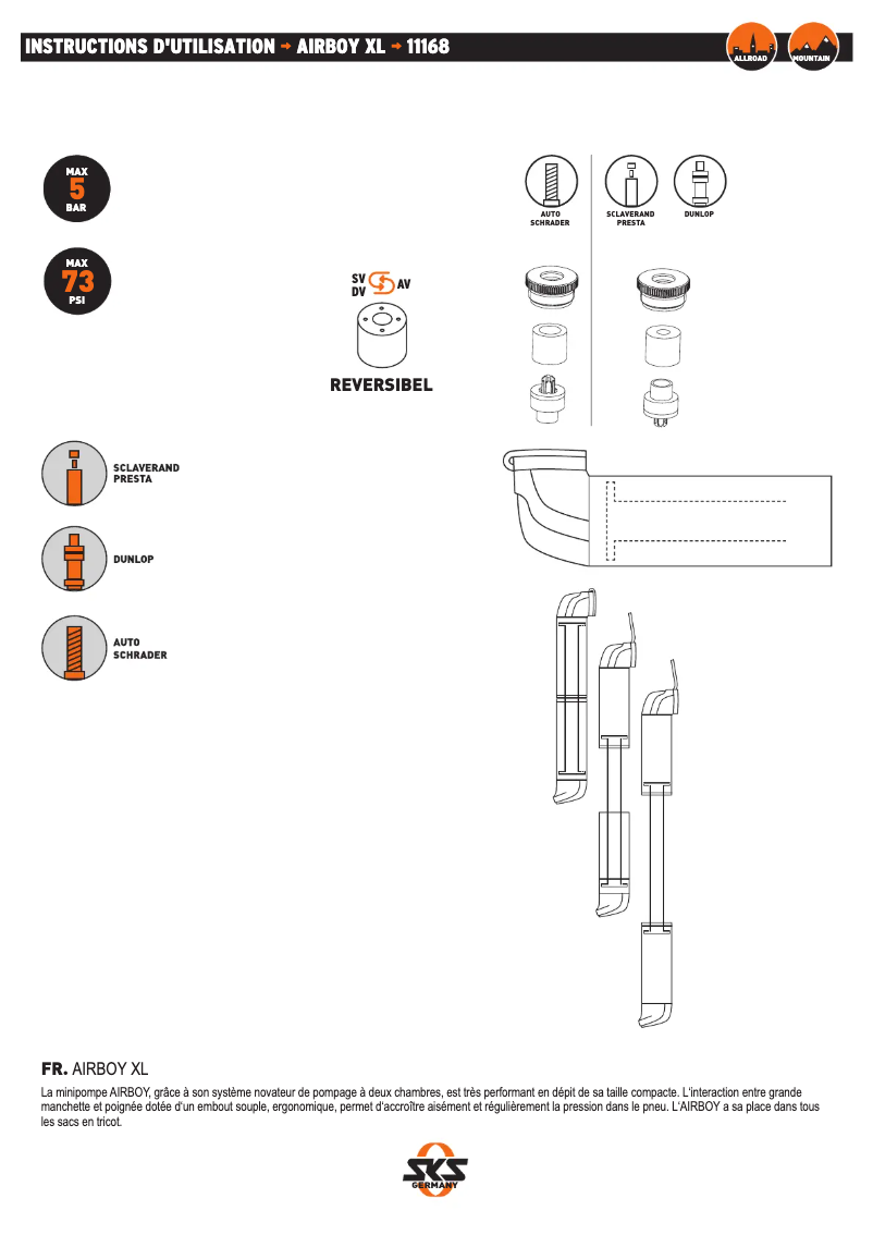 Page 1 de la notice Manuel utilisateur SKS AIRBOY XL