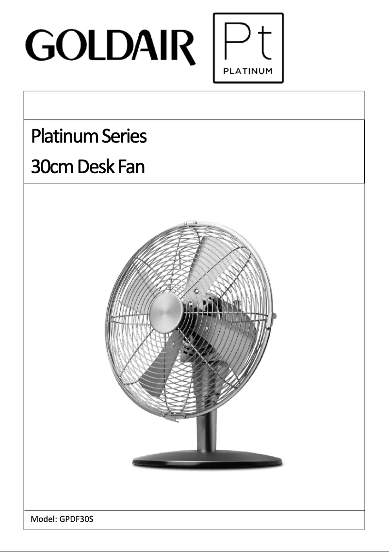 Page 1 de la notice Manuel utilisateur GoldAir GPDF30S