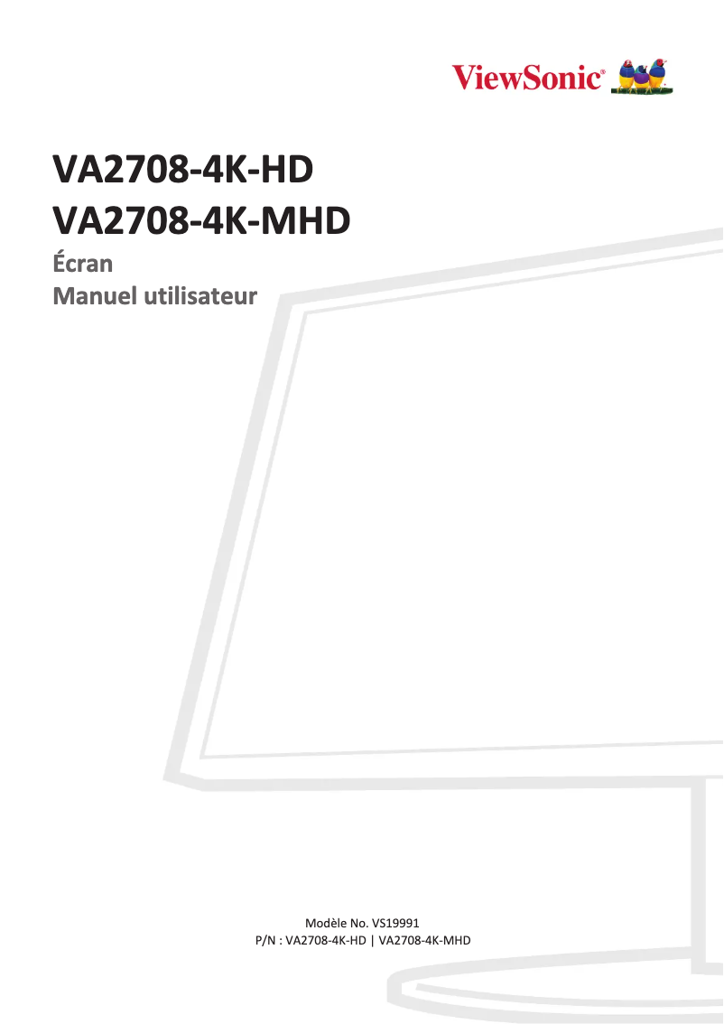 Page 1 de la notice Manuel utilisateur Viewsonic VA2708-4K-MHD