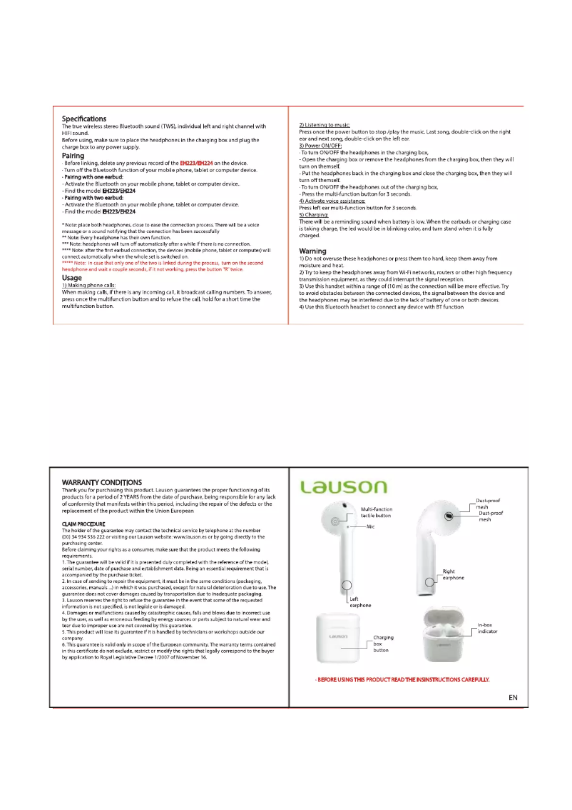 Page 1 de la notice Manuel utilisateur Lauson EH224
