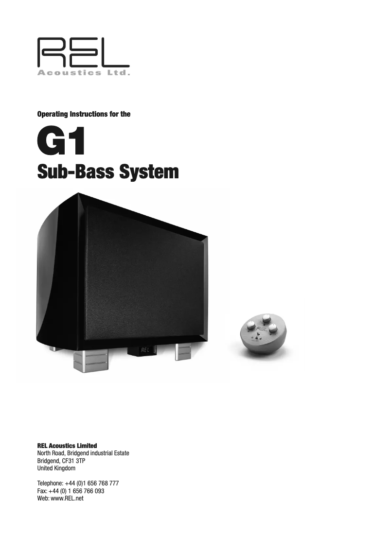 Page 1 de la notice Manuel utilisateur REL Acoustics G1