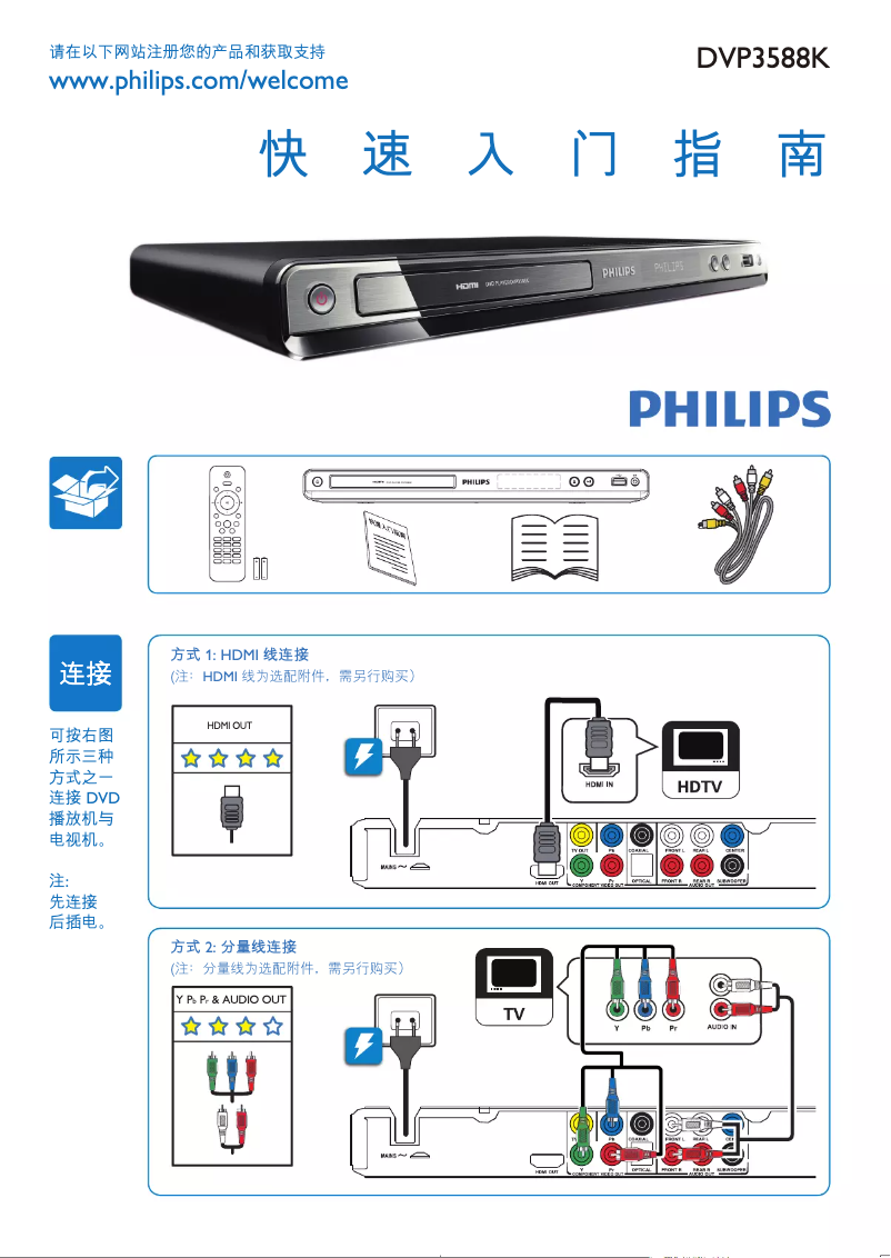 Página 1 del manual Guía de inicio rápido Philips DVP3588K