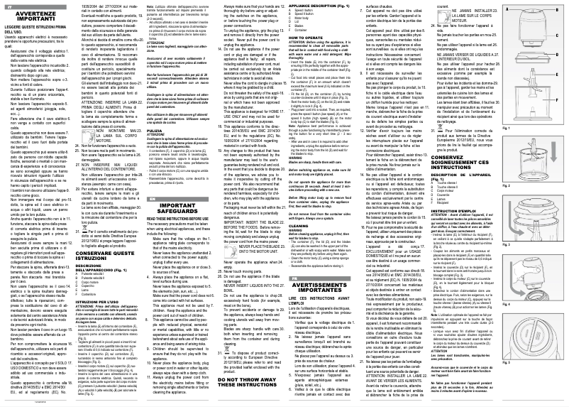 Page 1 de la notice Fiche technique Ariete Vintage 0438