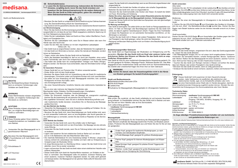 Page 1 de la notice Manuel utilisateur Medisana HM 645