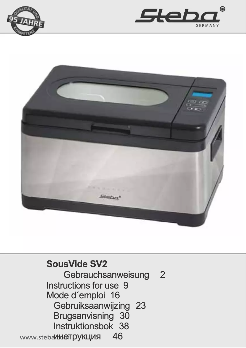 Page 1 de la notice Manuel utilisateur Steba SousVide SV2