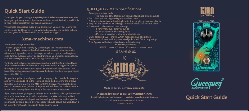 Image de la première page du manuel de l'appareil Queequeg 2 Sub Generator