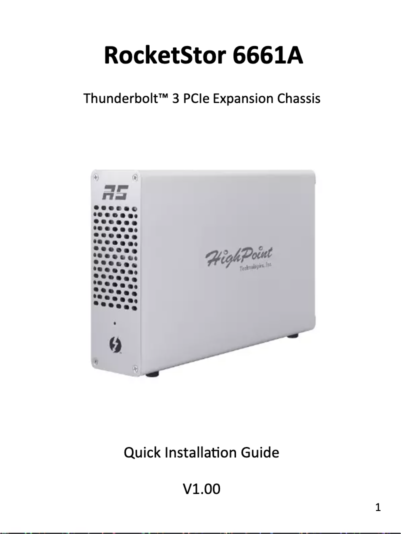 Page 1 de la notice Manuel utilisateur Highpoint RocketStor 6661A